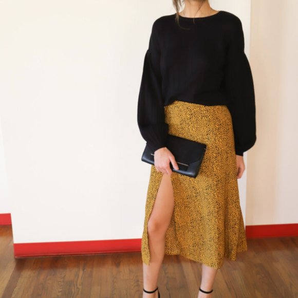 NWT Cheetah Print Slit Midi Skirt - Picture 3 of 9
